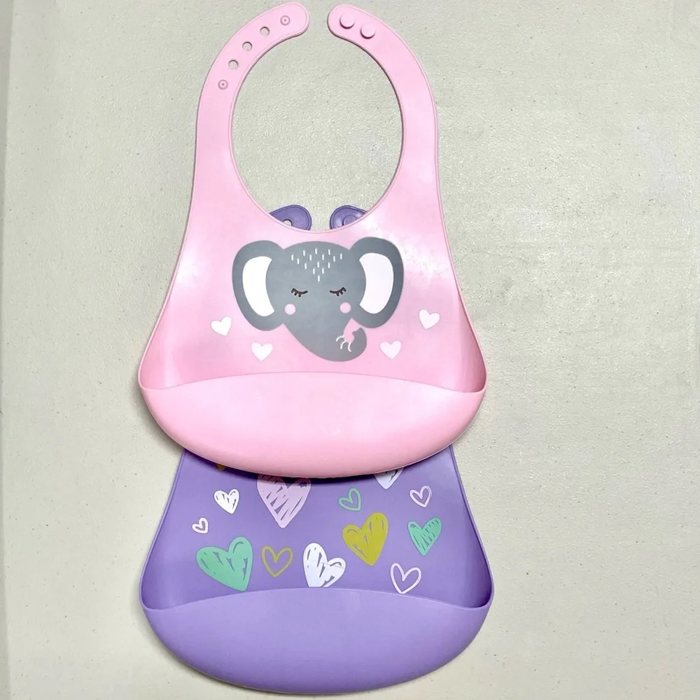 Silicone Scoop Bibs 2 Pack Elephant Hearts Designs